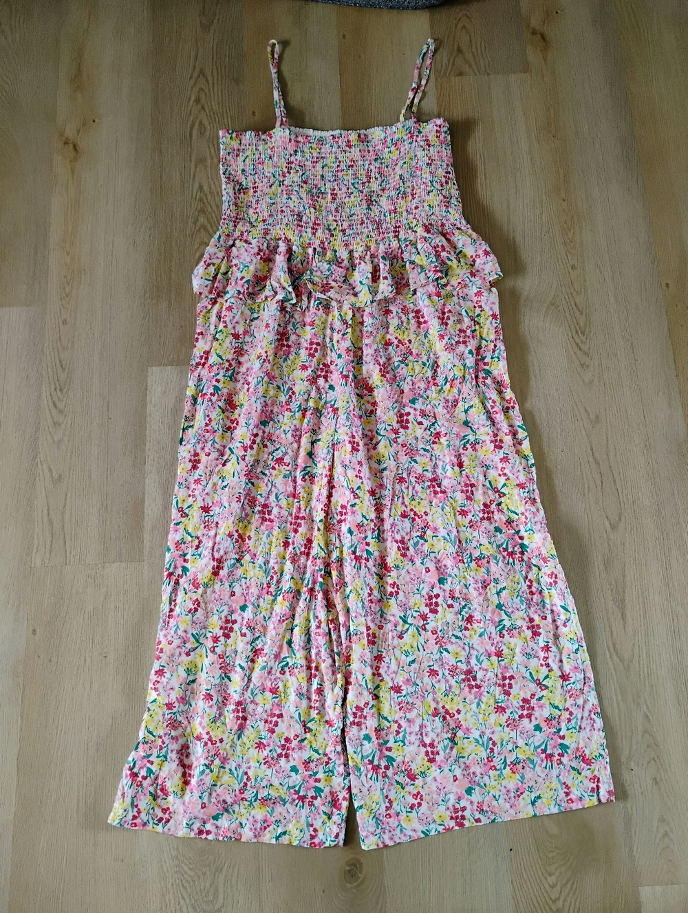 Tommy Hilfiger White Smocked Top Jumpsuit with Multicolor Floral Fabric *NWT*